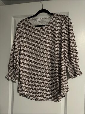 Women's Patterned Maroon and White Blouse - 3/4 Sleeve